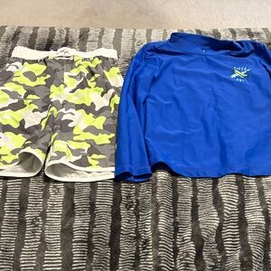 Neff Kids Blue Rashguard and Camo Shorts